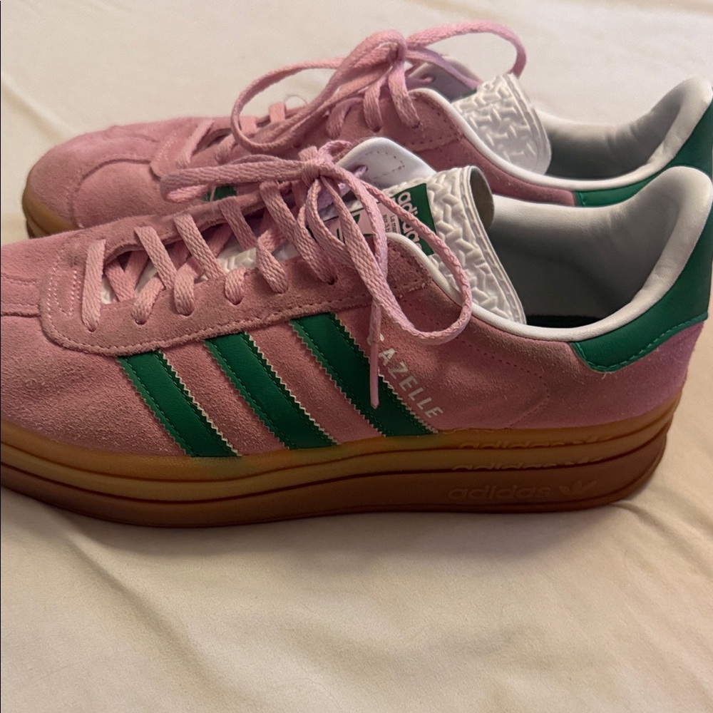 Adidas Gazelle Bold Pink and Green Sneakers